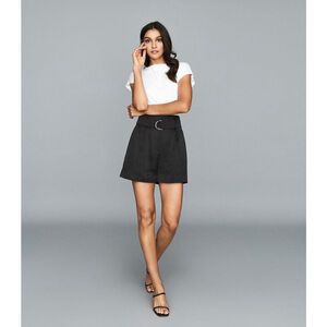 REISS Lanie black Belted Shorts size 6